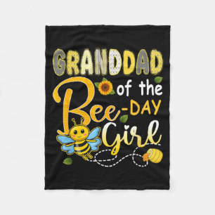 Granddad of The Bee-Day Girl Funny Bee Birthday Fleece Blanket