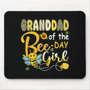 Granddad of The Bee-Day Girl Funny Bee Birthday Mouse Pad