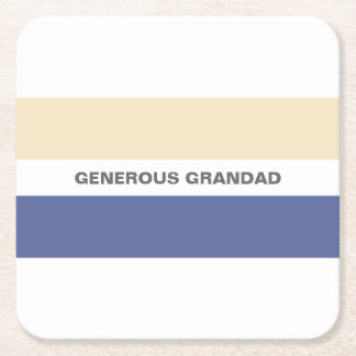 Granddad Peach and Blue  Add Your Name Square Paper Coaster