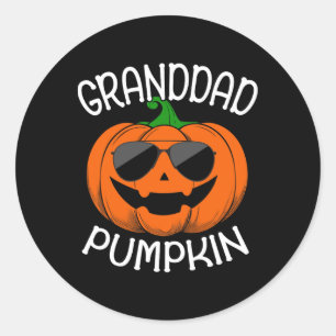 Granddad Pumpkin Wear Sungles Matching Family Hall Classic Round Sticker