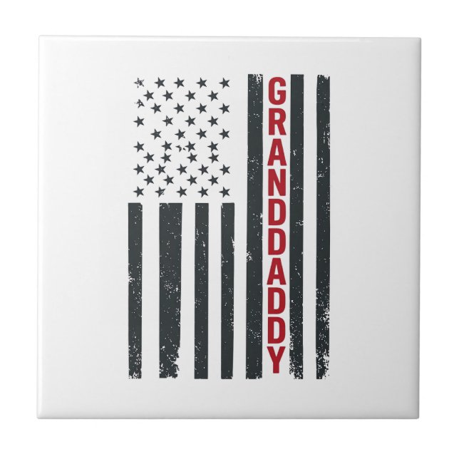 Granddaddy American Flag Vintage Patriotic Design_ Ceramic Tile (Front)
