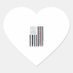 Granddaddy American Flag Vintage Patriotic Design_ Heart Sticker