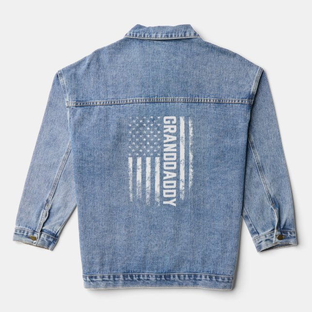 Granddaddy Gift America Flag Gift For Men Father's Denim Jacket (Back)