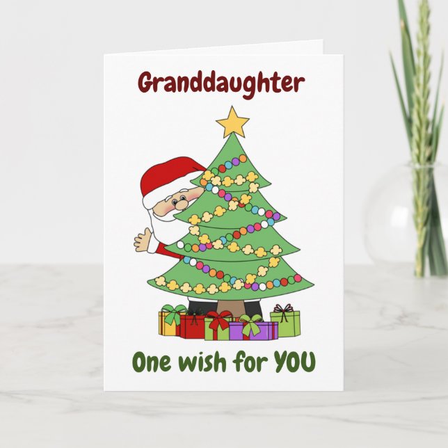 **GRANDDAUGHER** ONE WISH FOR YOU AT CHRISTMAS CARD (Front)