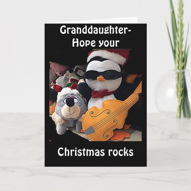 **GRANDDAUGHTE-H0PE Y0UR CHRITMAS "R0CKS"-YOU ROCK HOLIDAY CARD (Front)