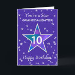 Granddaughter 10th Birthday Shining Star Purple Card<br><div class="desc">Mark a wonderful milestone—your granddaughter’s 10th birthday—with this bold and beautiful greeting! A striking star filled with a vibrant watercolor swirl stands out on a soft periwinkle background, surrounded by smaller stars with a lightly textured finish. Fun, festive, and full of personality, this card captures the spirit of turning double...</div>