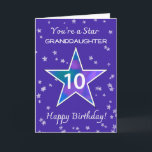 Granddaughter 10th Birthday Shining Star Purple Card<br><div class="desc">Mark a wonderful milestone—your granddaughter’s 10th birthday—with this bold and beautiful greeting! A striking star filled with a vibrant watercolor swirl stands out on a soft periwinkle background, surrounded by smaller stars with a lightly textured finish. Fun, festive, and full of personality, this card captures the spirit of turning double...</div>