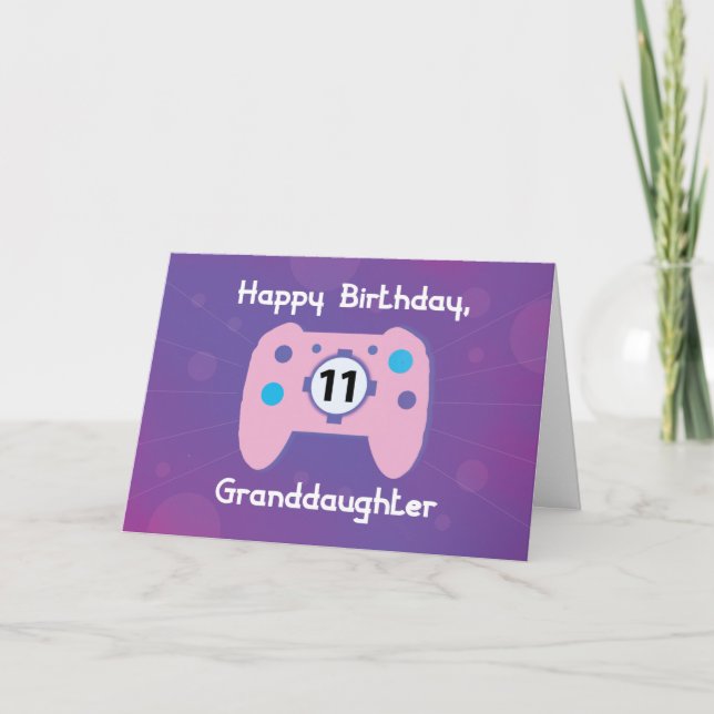 Granddaughter 11 Year Old Birthday Gamer Card (Front)