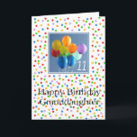 Granddaughter 11th happy balloon birthday card<br><div class="desc">Granddaughter 11th happy balloon birthday Created from an original Studio Porto Sabbia photo! This Coloured Balloons Birthday card is available as an age specific card ages 1 to 12, in different languages and for various specific (family) relations. For Birthday Party Invitations in the same style, check the Invitation section of...</div>