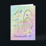 Granddaughter 16th Birthday Butterfly Garden Card<br><div class="desc">A rainbow of colours, pink flowers and lavender butterflies fills this girls 16th Happy Birthday card with joy for granddaughter. Front name and inside verse may be personalised using the template provided. You may also enjoy the matching gifts and other products available in my store. Original design by Anura Design...</div>