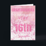 Granddaughter 16th Girly Pink Glitter Birthday Card<br><div class="desc">A gorgeous pink glitter effect16th birthday card. This feminine girly design is the perfect way to wish your granddaughter a 'a very happy 16th birthday'. Personalise with our own custom name and message. Pink and white typography on a bubble effect background.</div>