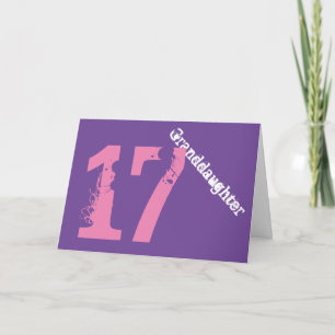 Granddaughter, 17th birthday, white, pink, purple. card