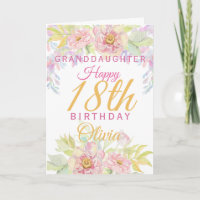 Granddaughter 18th Birthday Pink Rose Floral
