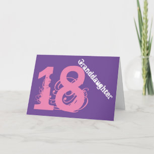 Granddaughter, 18th birthday, white, pink, purple. card