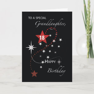 Granddaughter 18th Birthday with Red and White  Card