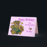 Granddaughter 1st Birthday Card<br><div class="desc">Cute bear card for granddaughters 1st birthday.  Bear design Country Clipart</div>