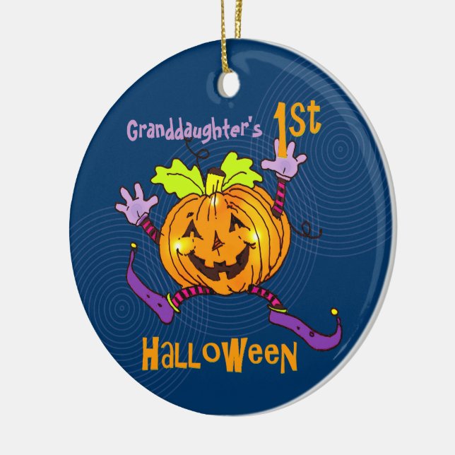 Granddaughter 1st Halloween Happy Pumpkin Ceramic Tree Decoration (Left)