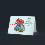 Granddaughter 22nd Birthday Car Load of Hearts Card<br><div class="desc">Send love to your granddaughter on her 22nd birthday with this humourous card. A cute car is bouncing along,  with a load of red hearts. A light teal background adds to the fun.</div>