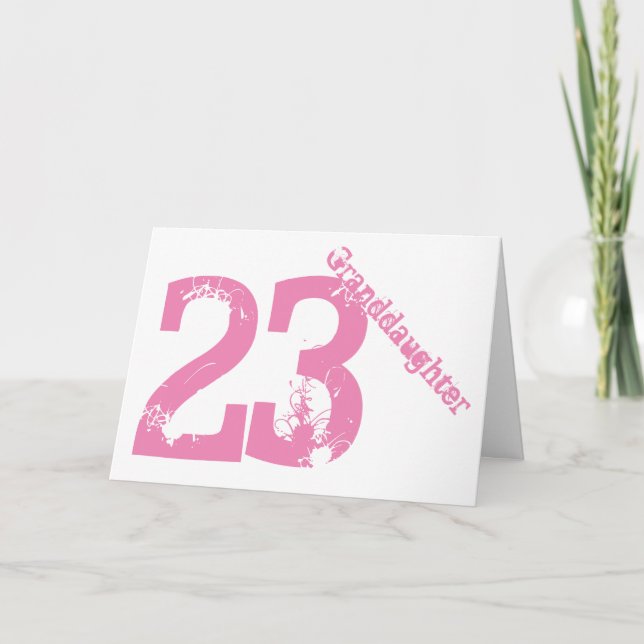Granddaughter, 23rd birthday, white and pink. card (Front)