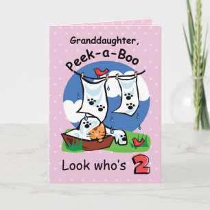 Granddaughter 2nd Birthday, Peek-a-Boo Kitten Card