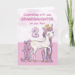 Granddaughter 2nd Birthday Pink Horse With Crown Card<br><div class="desc">A sweet pink pony just like your granddaughter is prancing with the number two! Gold looking details are woven in her mane and tail. Perfect card to wish your granddaughter her 2nd birthday!
(Digitally rendered golden looking colour)</div>