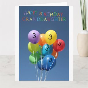 Granddaughter 3rd birthday balloons card