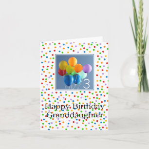 Granddaughter 3rd birthday balloons card