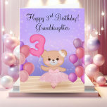 Granddaughter 3rd Birthday Teddy Bear Ballerina Card<br><div class="desc">This adorable teddy bear ballerina is standing on stage,  holding colourful balloons and a “3” balloon — the perfect sweet touch for your granddaughter’s third birthday!</div>