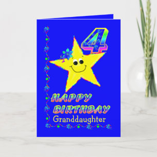 Granddaughter 4th Birthday Stars Card