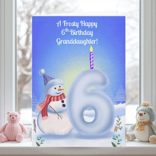 Granddaughter 6th Birthday Snowman Snowy  Card