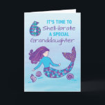 Granddaughter 6th Birthday Sparkly Look Mermaid Card<br><div class="desc">A sparkly-looking mermaid swims on the cover of this card surrounded by seashells. The number sparkly-looking number 6 also appears to signify the age of the granddaughter celebrating. If your granddaughter will be celebrating her 6th birthday in a few days time then this card is for her.</div>