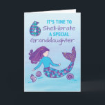 Granddaughter 6th Birthday Sparkly Look Mermaid Card<br><div class="desc">A sparkly-looking mermaid swims on the cover of this card surrounded by seashells. The number sparkly-looking number 6 also appears to signify the age of the granddaughter celebrating. If your granddaughter will be celebrating her 6th birthday in a few days time then this card is for her.</div>
