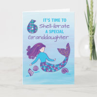 Granddaughter 6th Birthday Sparkly Look Mermaid