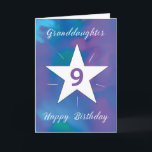 Granddaughter 9th Birthday White Shining Star Card<br><div class="desc">Turning 9 is a big deal, and this fun and lively birthday card is the perfect way to mark the occasion! The watercolor blend of bright colours creates an energetic backdrop, while the bold white star at the centre shines with radiating lines, symbolising your granddaughter's bright personality. A joyful way...</div>