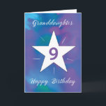 Granddaughter 9th Birthday White Shining Star Card<br><div class="desc">Turning 9 is a big deal, and this fun and lively birthday card is the perfect way to mark the occasion! The watercolor blend of bright colours creates an energetic backdrop, while the bold white star at the centre shines with radiating lines, symbolising your granddaughter's bright personality. A joyful way...</div>