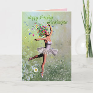 Granddaughter, a ballerina flower birthday card