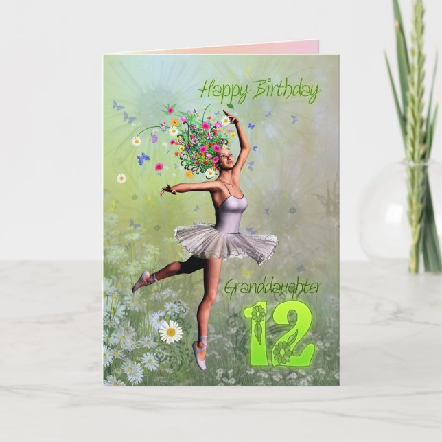 Granddaughter age 12, flower fairy birthday card (Front)