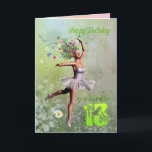 Granddaughter Age 13, flower fairy birthday card<br><div class="desc">A beautiful ballerina flower fairy dancing on a birthday card for a Thirteen year old Granddaughter.</div>