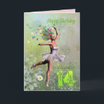 Granddaughter age 14, flower fairy birthday card<br><div class="desc">A beautiful ballerina flower fairy dancing on a birthday card for a Granddaughter.</div>