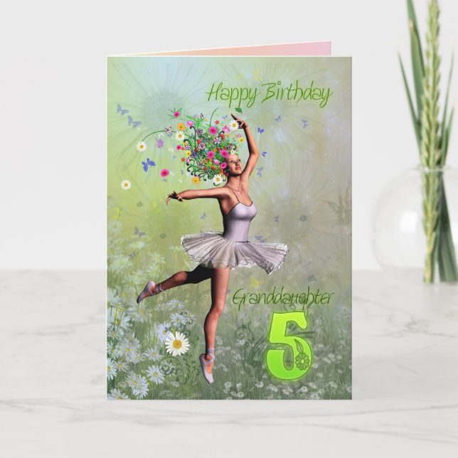 Granddaughter age 5, flower fairy birthday card (Front)
