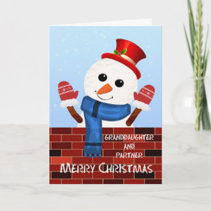 Granddaughter and her Partner Christmas Snowman Holiday Card