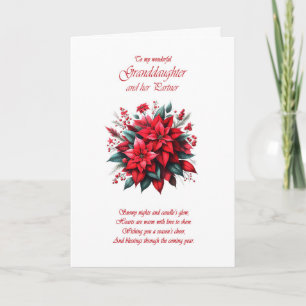 Granddaughter and Partner Christmas Poinsettias Holiday Card