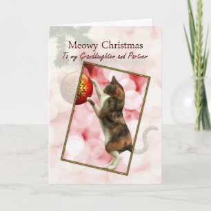 Granddaughter and Partner, Meowy Christmas Holiday Card