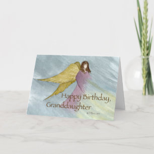 Granddaughter, Angel Birthday Blue Card