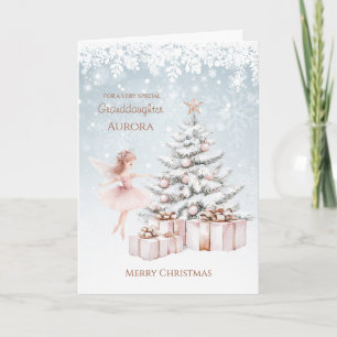 Granddaughter Ballerina Christmas Tree Snowflakes  Card