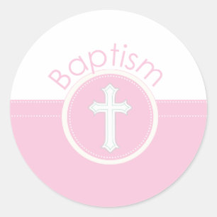 Granddaughter Baptism Congratulations Pink Child o Classic Round Sticker