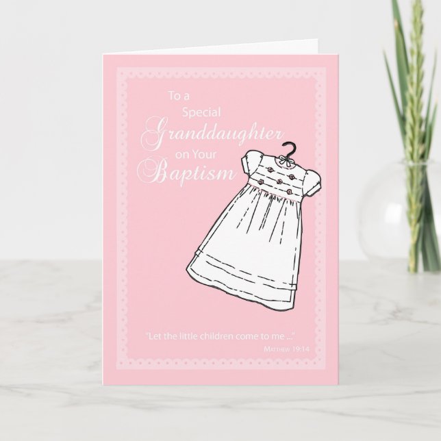 Granddaughter, Baptism Gown on Pink Card (Front)