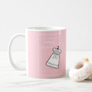Granddaughter, Baptism Gown on Pink Personalised Coffee Mug