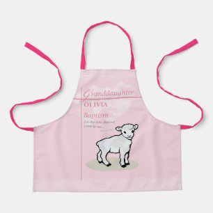 Granddaughter Baptism Pink Lamb Personalised Apron