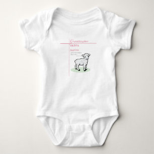 Granddaughter Baptism Pink Lamb Personalised Baby Bodysuit